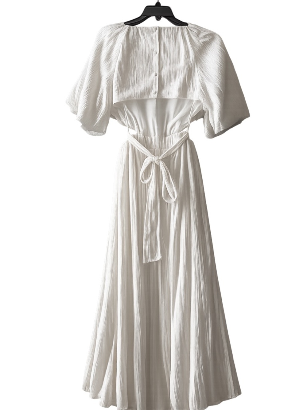 HYFVE white Puff Sleeve Cutout Midi Dress - Picture 3 of 9